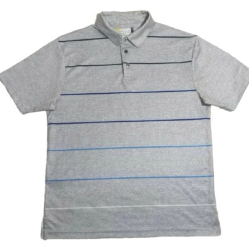 Nicklaus StayDri Mens Gray Striped Polo Shirt Size XL